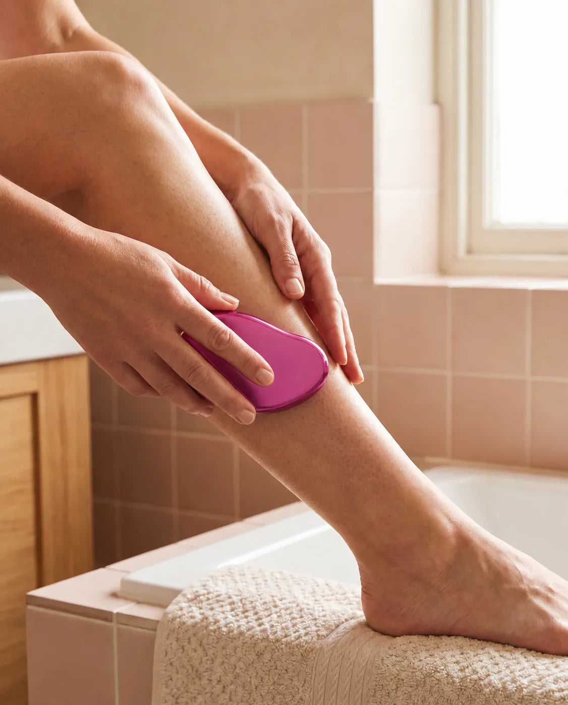 Utilisation douce de la Gomme Crystal sur la jambe
